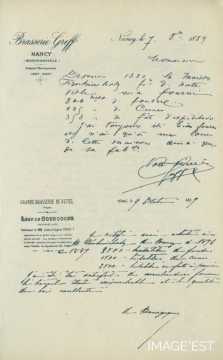 Certificats de la Brasserie Greff (Nancy) et de la Brasserie Léon de Bourgogne (Vittel)